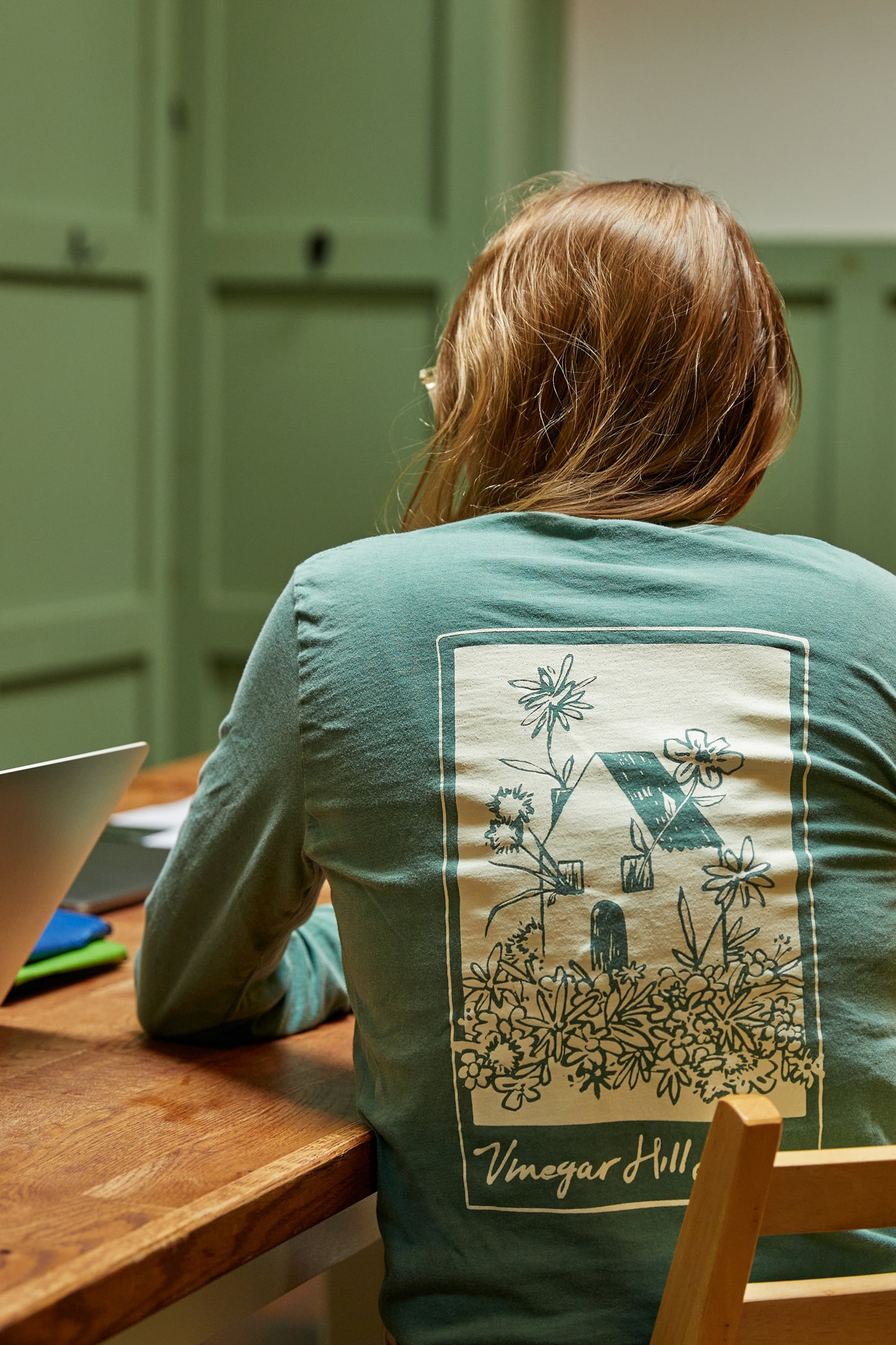 Vinegar Hill House Green Long Sleeve Crew Neck